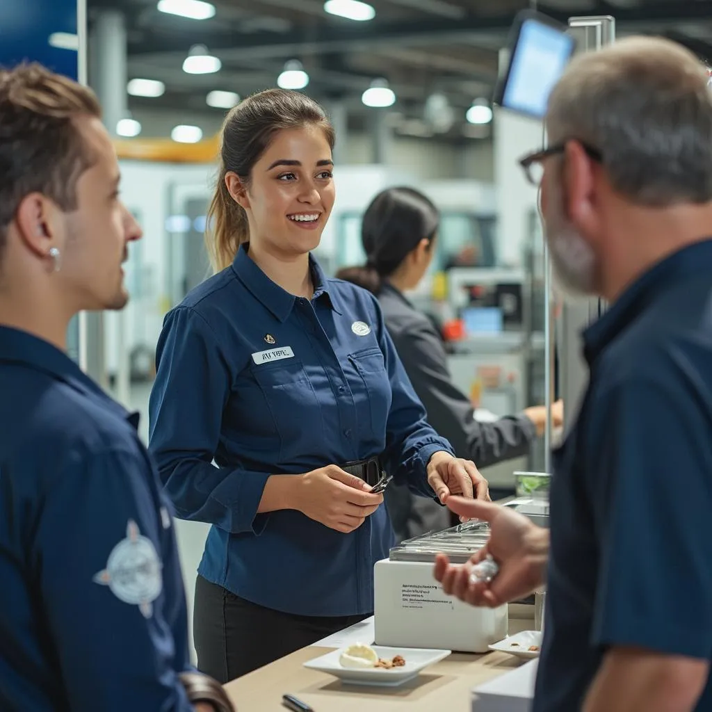 Empleados YPF atendiendo clientes
